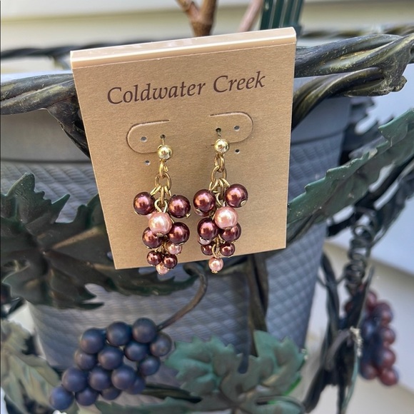 Coldwater Creek Gold and Dark Rose Gold Dangle Earrings - Picture 1 of 3